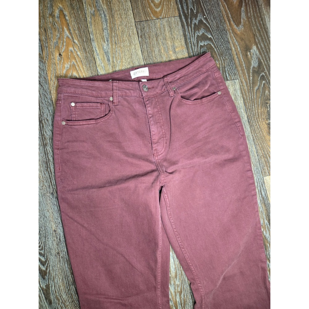 Shyanne Burgundy Extreme Flare Bell Bottom Jeans Raw Hem 33W x 34L Western Boho - Picture 2 of 6
